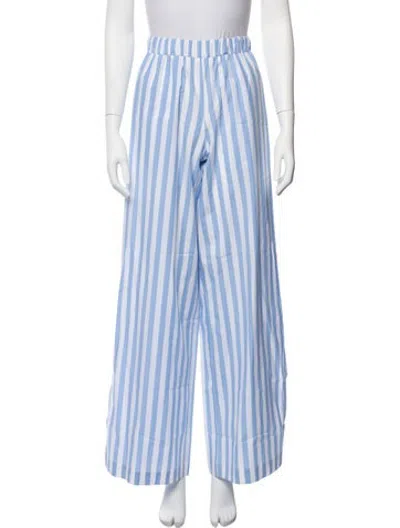 Pre-owned Woera Striped Wide Leg Pants In Blue