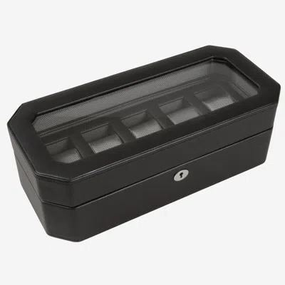 Wolf Windsor Vegan Leather 5 Piece Watch Box In Black