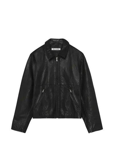 Won Hundred Collared Leather Jacket In Black