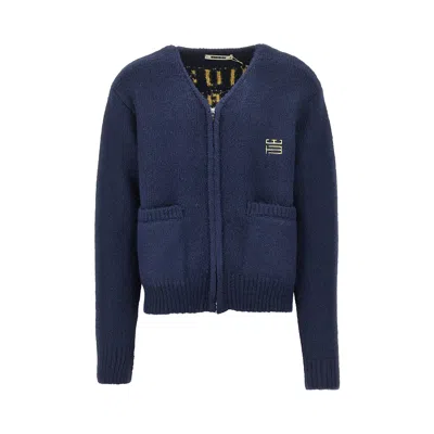 Woodbird Wbkoon Full-zip Cardigan In Blue