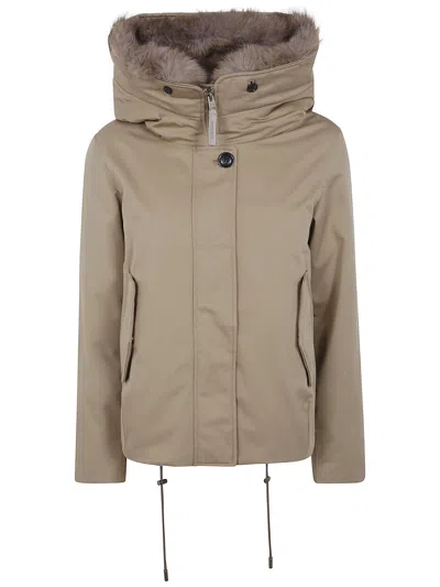 Woolrich Best Cotton Faux Fur Short Parka In Transparent