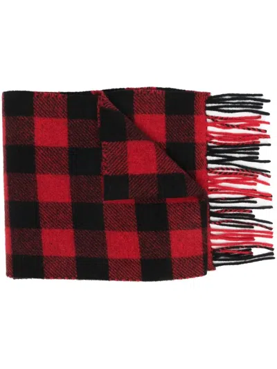 Woolrich Check-pattern Fringed-edge Scarf In Red