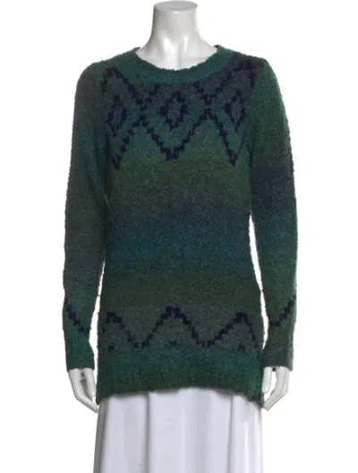 Pre-owned Woolrich Graphic Print Crew Neck Sweater In Green