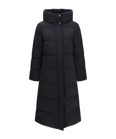 Woolrich Hooded Long Padded Coat In Black