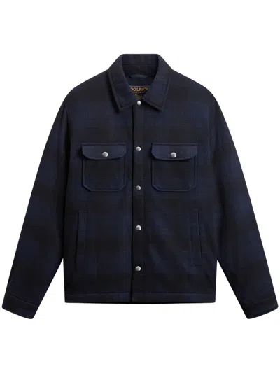 Woolrich Men's Wool Blend Puffer Coat With Duck Down Insulation In Blue