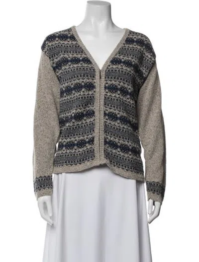 Pre-owned Woolrich Patterned V-neck Sweater In White