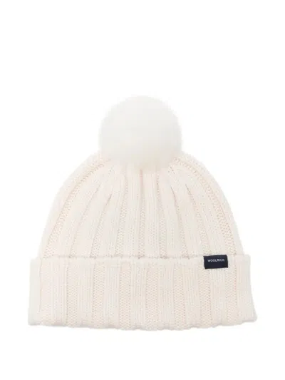 Woolrich Pom Pom Cashmere Beanie In Brown