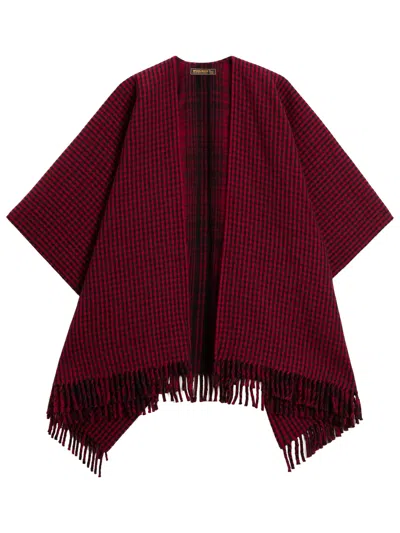 Woolrich Reversible Checkered Wool Scarf With Fringed Hem In Rosso