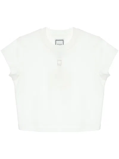 Wooyoungmi Logo-appliqué Cropped T-shirt In White
