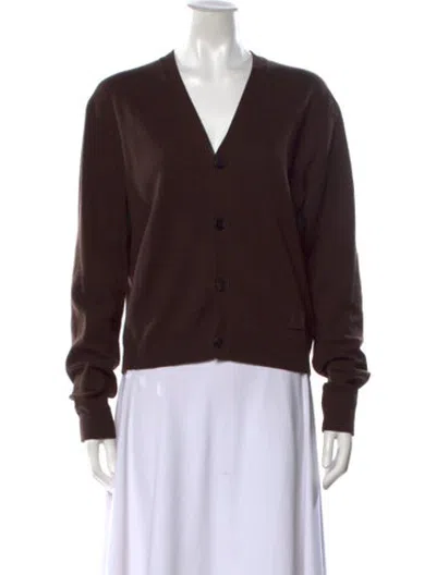 Pre-owned Wooyoungmi Wool V-neck Sweater In Brown