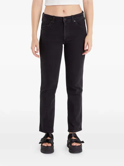 Wrangler Logo-patch Slim-cut Jeans In Black