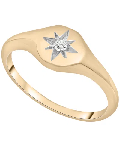 Wrapped Diamond Accent North Star Ring (0.03 Ct. T.w.) In 10k Yellow Gold With White Rhodium