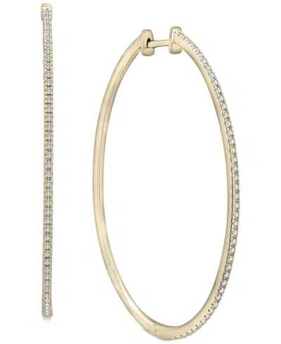 Wrapped Diamond Medium Hoop Earrings (1/4 Ct. T.w.) In 14k Gold-plated Sterling Silver, 1.5", Created For Ma