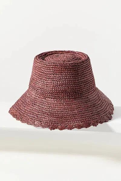 Wyeth Scalloped Straw Bucket Hat In Gold
