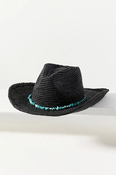 Wyeth Sporty Raffia Rancher Hat In Black