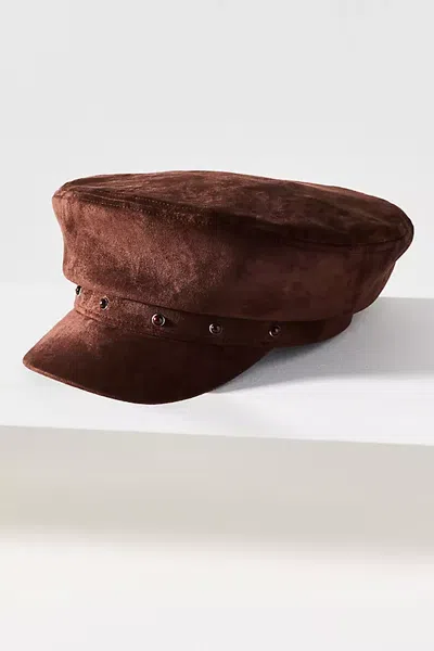 Wyeth Studded Newsboy Cap In Brown