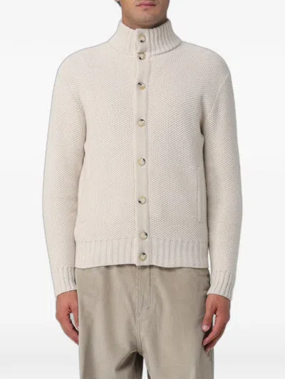Xc Basket-weave High-neck Cardigan In White