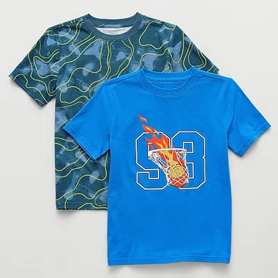 Xersion Little & Big Kid Boys Crew Neck Short Sleeve Regular Fit Graphic T-shirt-2pc In Blue
