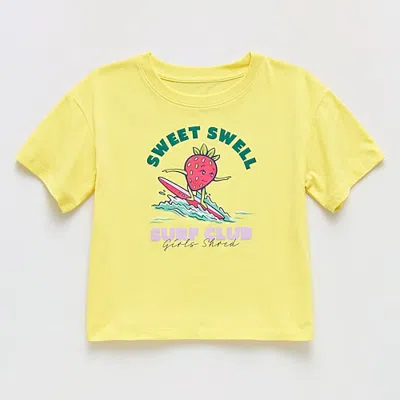 Xersion Little & Big Kid Girls Crew Neck Short Sleeve Relaxed Fit Graphic T-shirt In Yellow