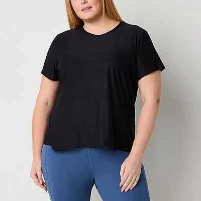 Xersion Womens Performance Crew Neck Short Sleeve Quick Dry Active Plus T-shirt In Black
