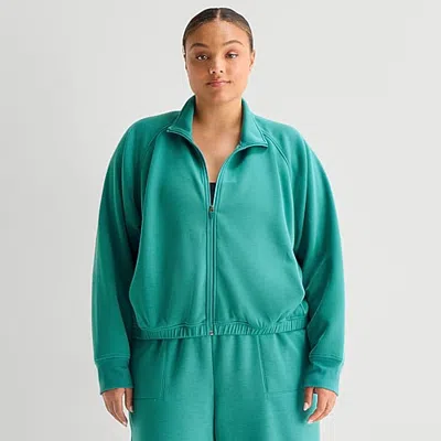 Xersion Womens Plus Track Jacket In Green