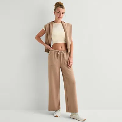 Xersion Womens Wide Leg Mid Rise Regular Fit Sweatpant In Brown