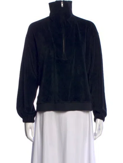 Pre-owned Xirena Mock Neck Long Sleeve Sweatshirt In Black/blue