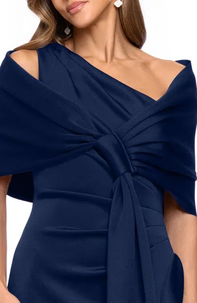 Xscape Evenings Scuba Shawl Wrap In Blue