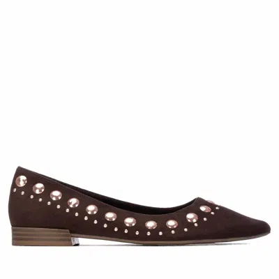 Xti Women's Studded Suede Ballet Flat Shoes In Brown