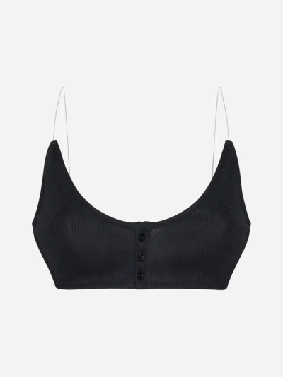 Y/project Invisible Strap Cotton Bralette In Vintage Black