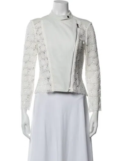 Pre-owned Yigal Azrouël Lace Pattern Biker Jacket In Neutrals