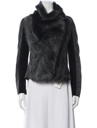 Pre-owned Yigal Azrouël Lambskin Faux Fur Jacket In Black
