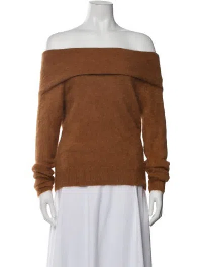Pre-owned Yigal Azrouël Off-the-shoulder Sweater In Brown