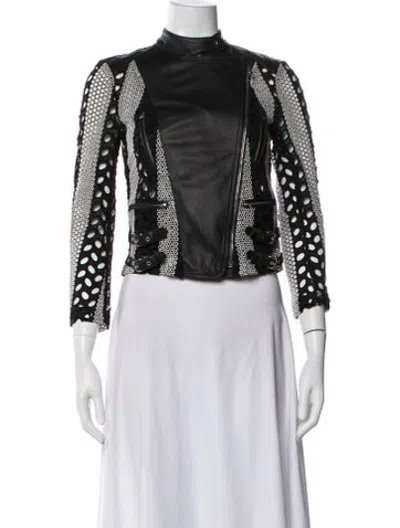 Pre-owned Yigal Azrouël Patterned Biker Jacket In Black