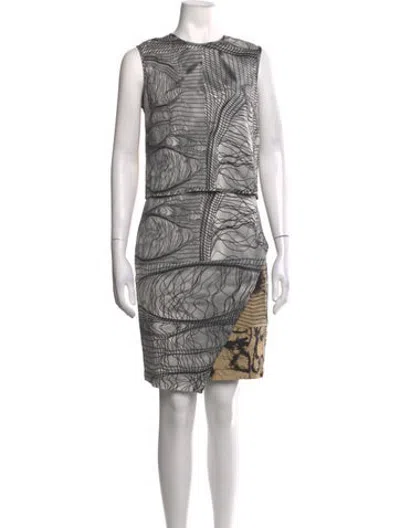 Pre-owned Yigal Azrouël Printed Knee-length Dress In Grey