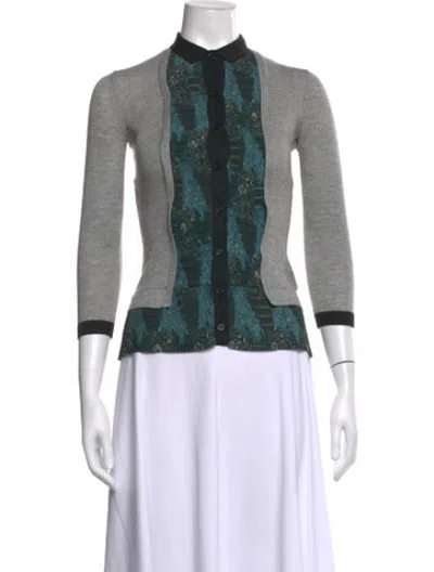 Pre-owned Yigal Azrouël Silk Printed Sweater In Grey