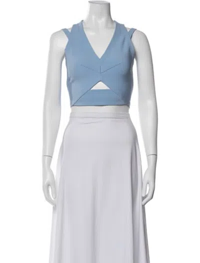 Pre-owned Yigal Azrouël V-neck Sleeveless Crop Top In Blue