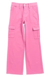 Ymi Kids' High Waist Cargo Pants In Pink Haze