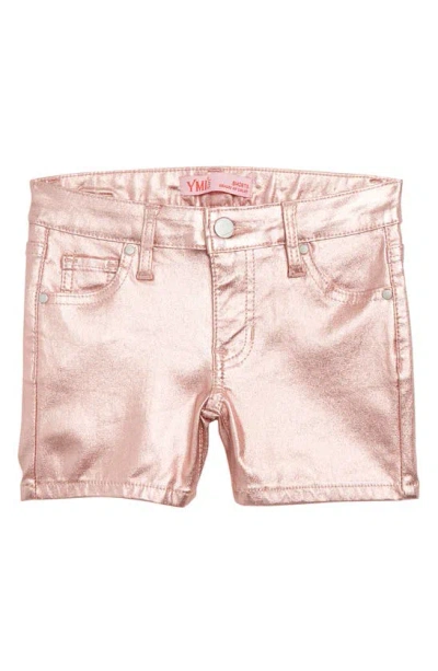 Ymi Kids' Metallic Bike Shorts In Rose Pink