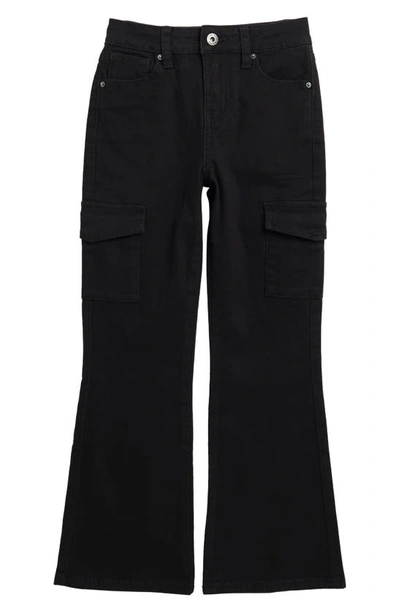 Ymi Kids' Stretch Cotton Twill Cargo Pants In Black