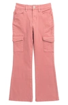 Ymi Kids' Stretch Cotton Twill Cargo Pants In Mauve