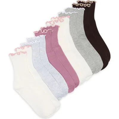 Yogalicious 6-pack Ruffle Edge Crew Socks In Multi