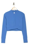 Yogalicious Lux Cross Hem Crop Half Zip Sweatshirt In Granada Sky