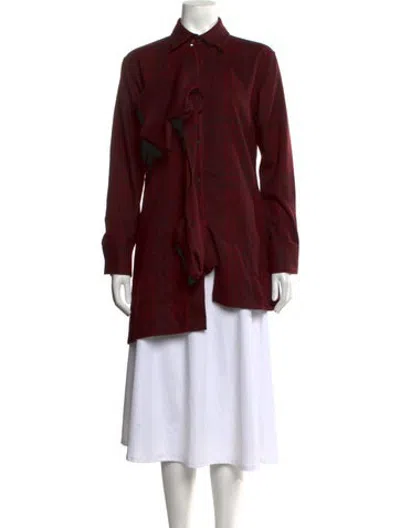 Pre-owned Yohji Yamamoto 2024 Wool Button-up Top W/ Tags In Burgundy
