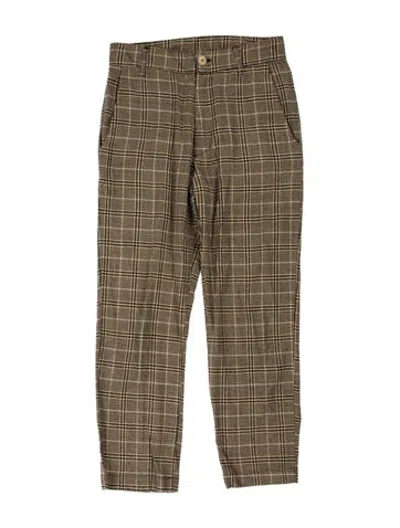 Pre-owned Yony Plaid Print Dress Pants In Neutrals