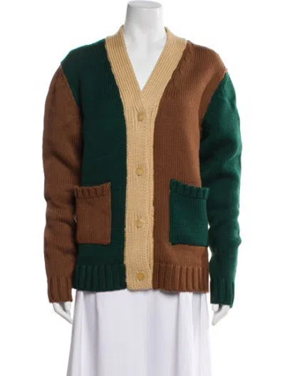 Pre-owned Yony Printed V-neck Sweater W/ Tags In Brown/green