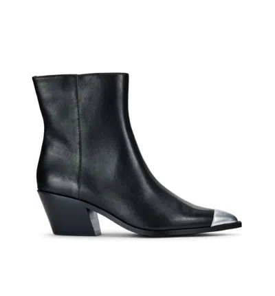Yosi Samra Women's Ankle Boot With Silver Tip In Black