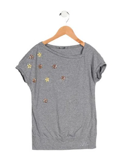 Pre-owned Young Versace Kids Girls Shor Sleeve Shirt In Grey