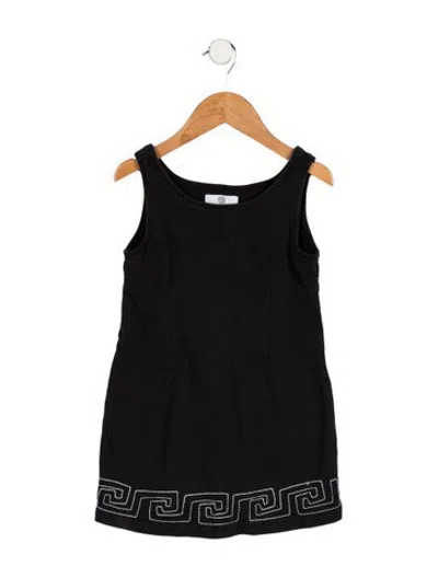 Pre-owned Young Versace Babies' Kids Girls Sleeveless Casual Dress In Black