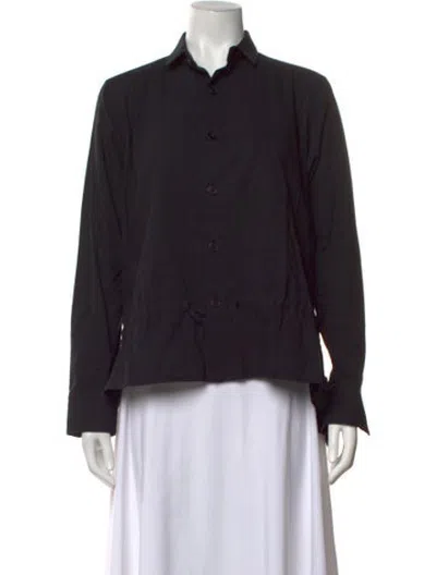 Pre-owned Y's 2016 Long Sleeve Button-up Top In Black